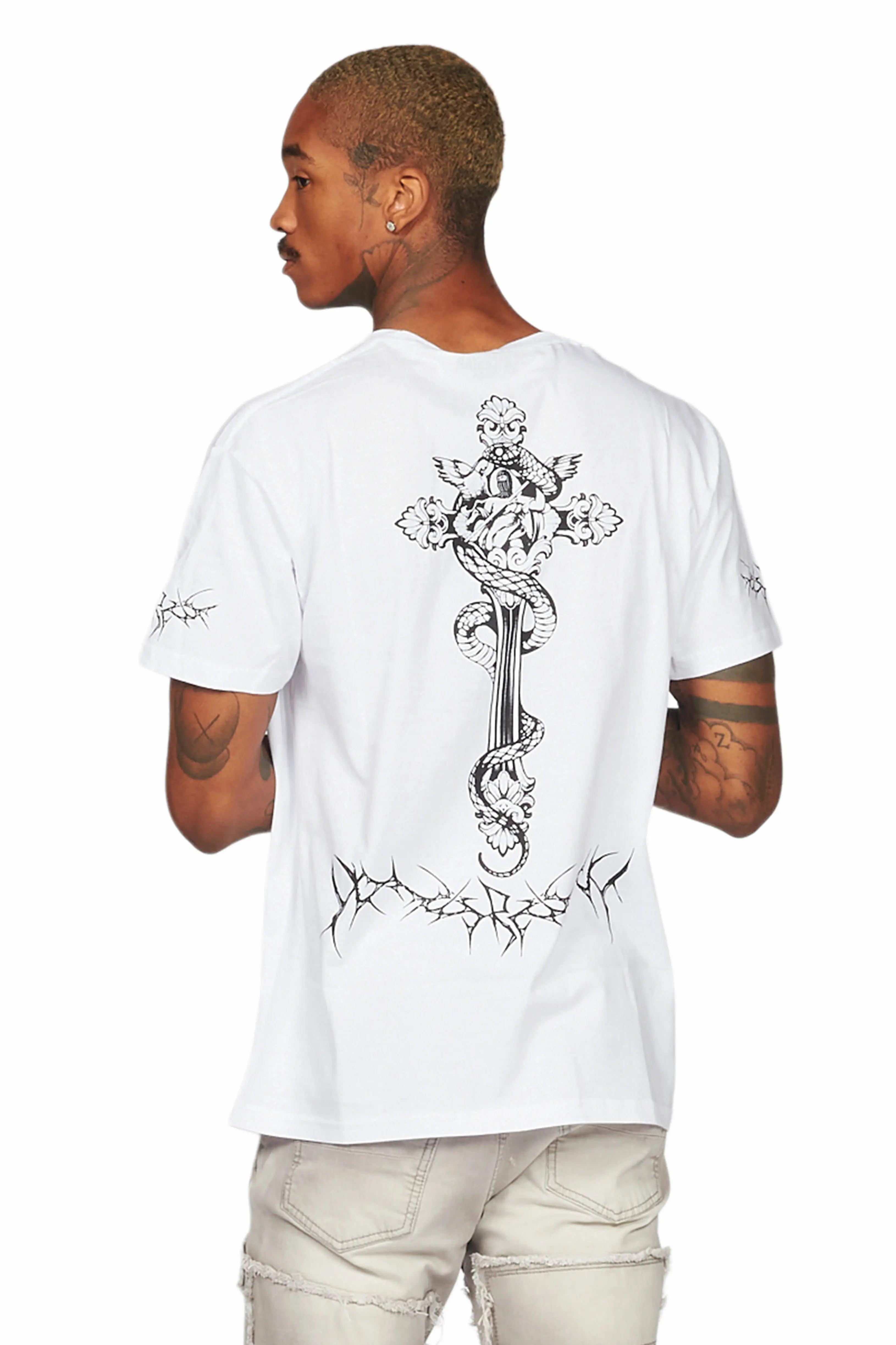 Leander White/Black Graphic T-Shirt Male Product Image