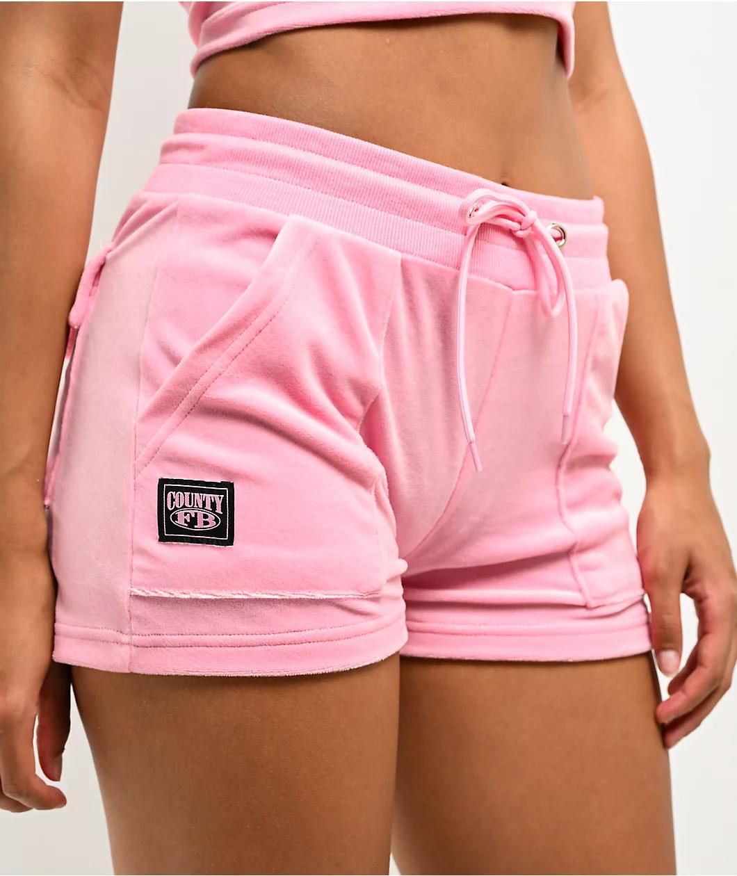 FB County Pink Velour Track Shorts Product Image