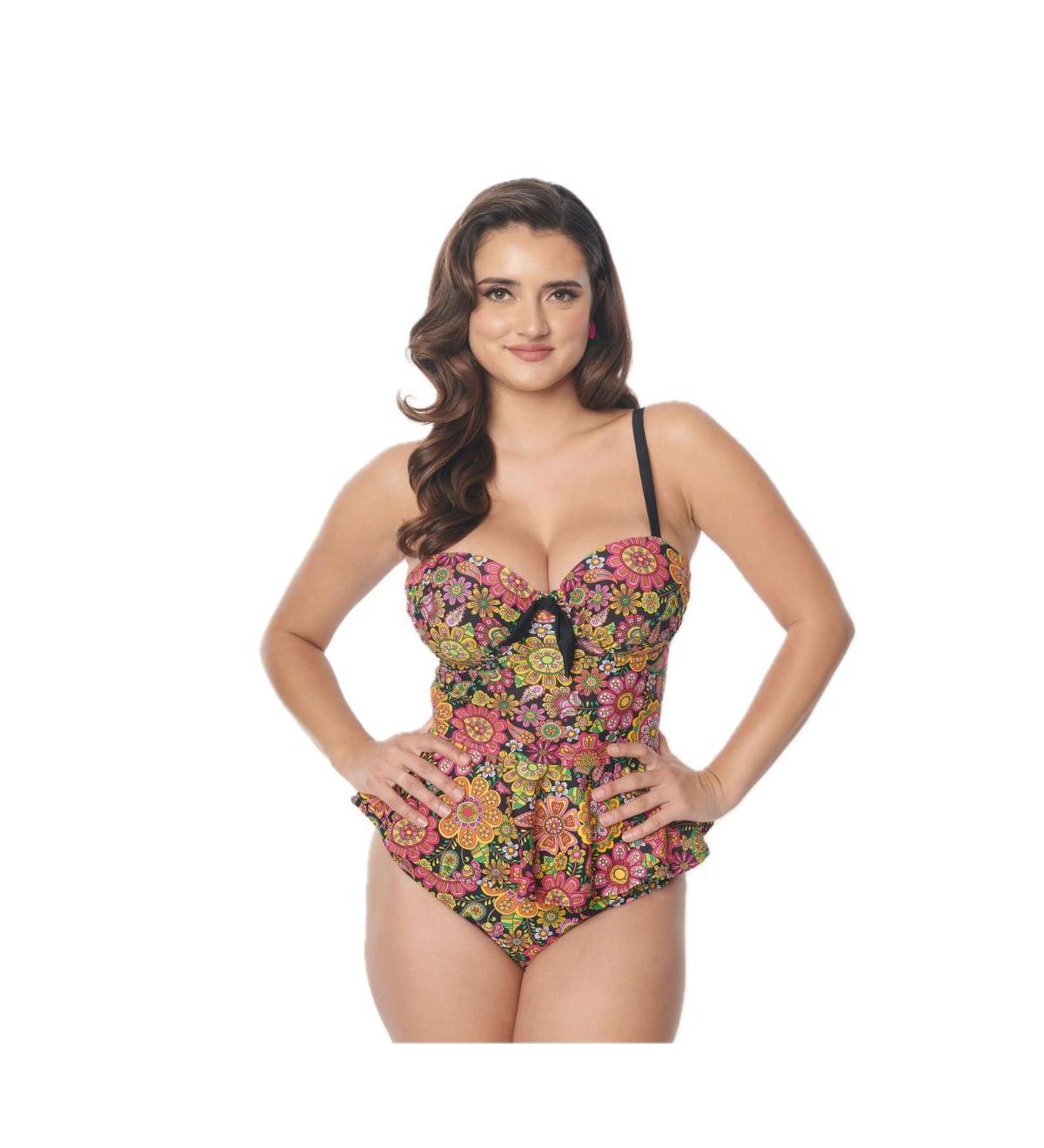 Unique Vintage Womens Peplum Solana Tankini Swim Top Product Image