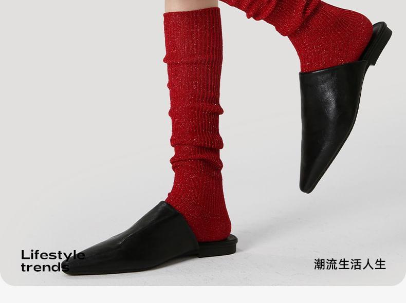 Plain Ribbed Knit Over Knee Socks Product Image