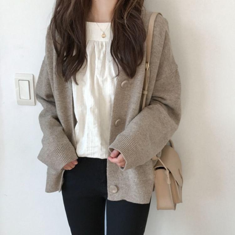 Loose-Fit V-Neck Cardigan Product Image