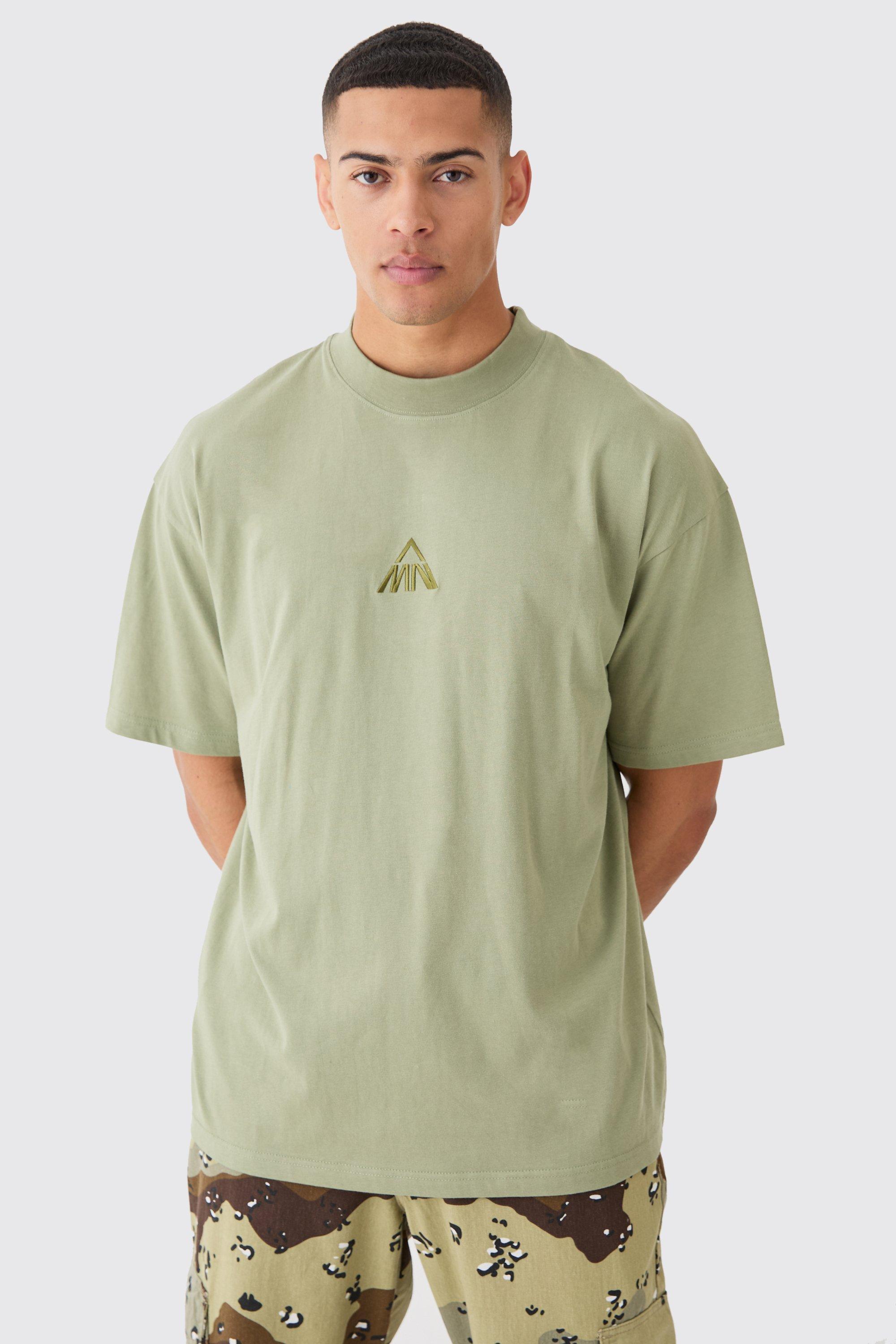 Mens Green Man Oversized Extended Neck T-shirt, Green Product Image