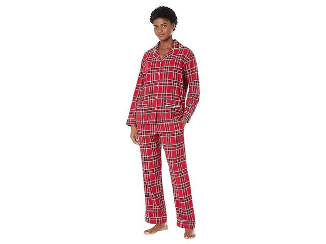 Lanz of Salzburg Classic Notch Collar Flannel PJ Set (Red Tartan Plaid) Women's Pajama Sets Product Image