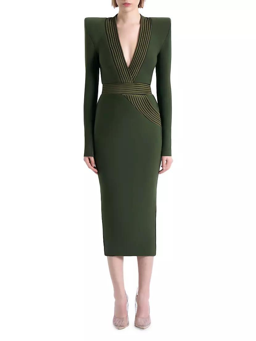 The Heiress Jersey V-Neck Midi-Dress Product Image