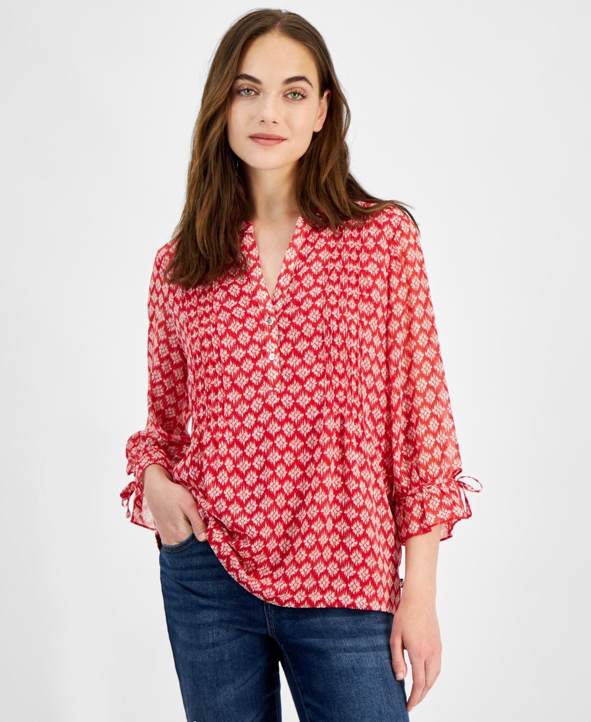 Nautica Jeans Womens Mixed Media Popover Top Product Image