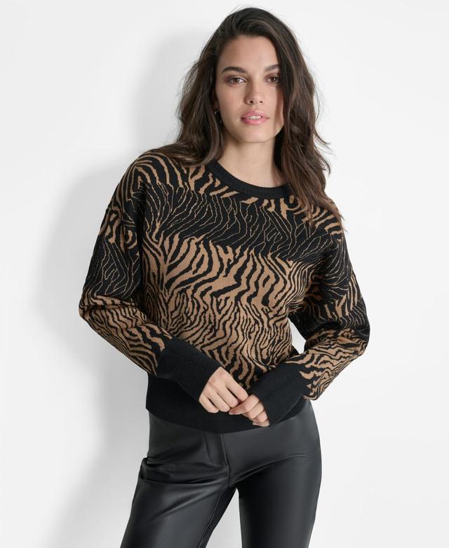 Dkny Womens Jacquard Dolman-Sleeve Sweater - Blk Product Image