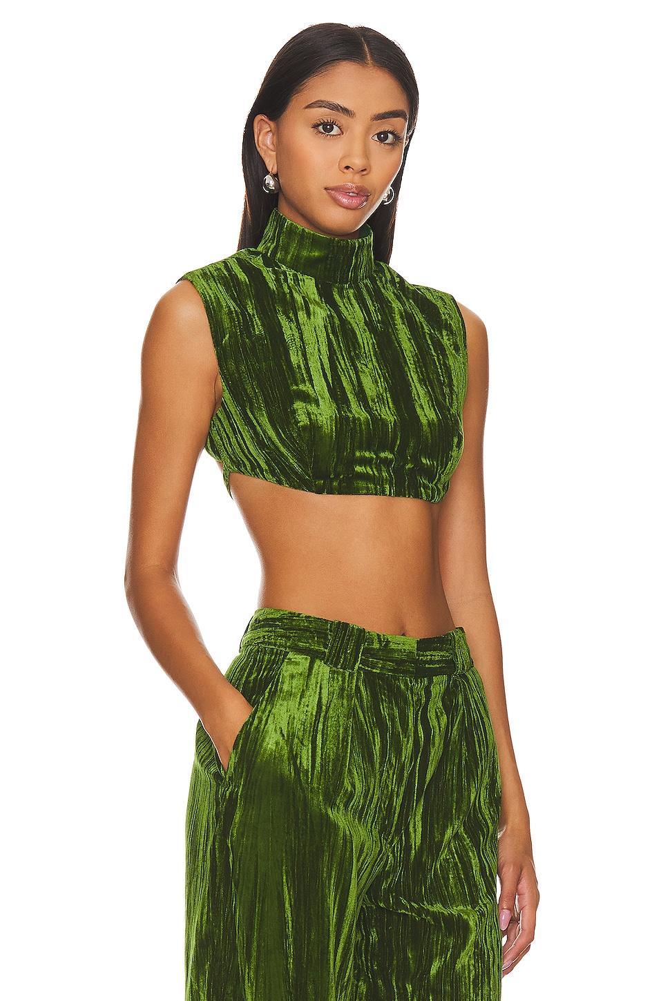 Crinkled Velvet Backless Crop Top NBD Product Image