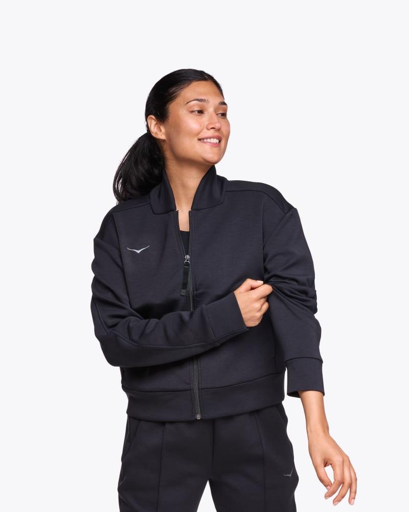 HOKA Womens Kaitoro Knit Jacket in Black, Size XL Product Image