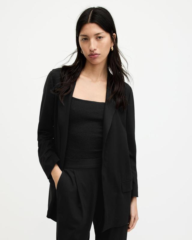 AllSaints Womens Modal Aleida Jersey Blazer, Black, Size: UK 12/US 8 Product Image