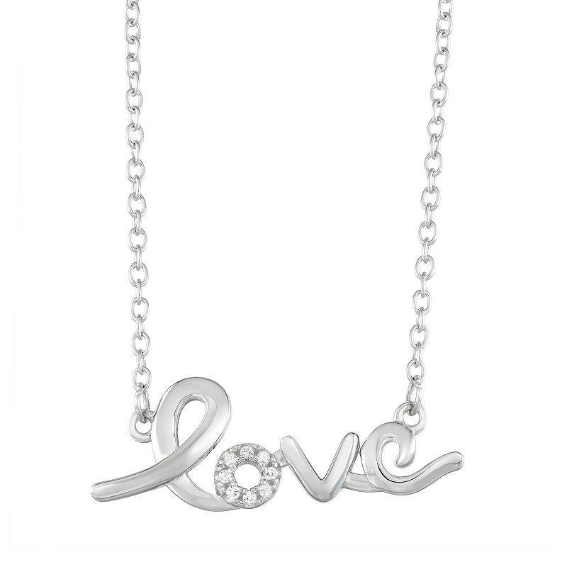 Sterling Silver Love Necklace, Womens White Product Image