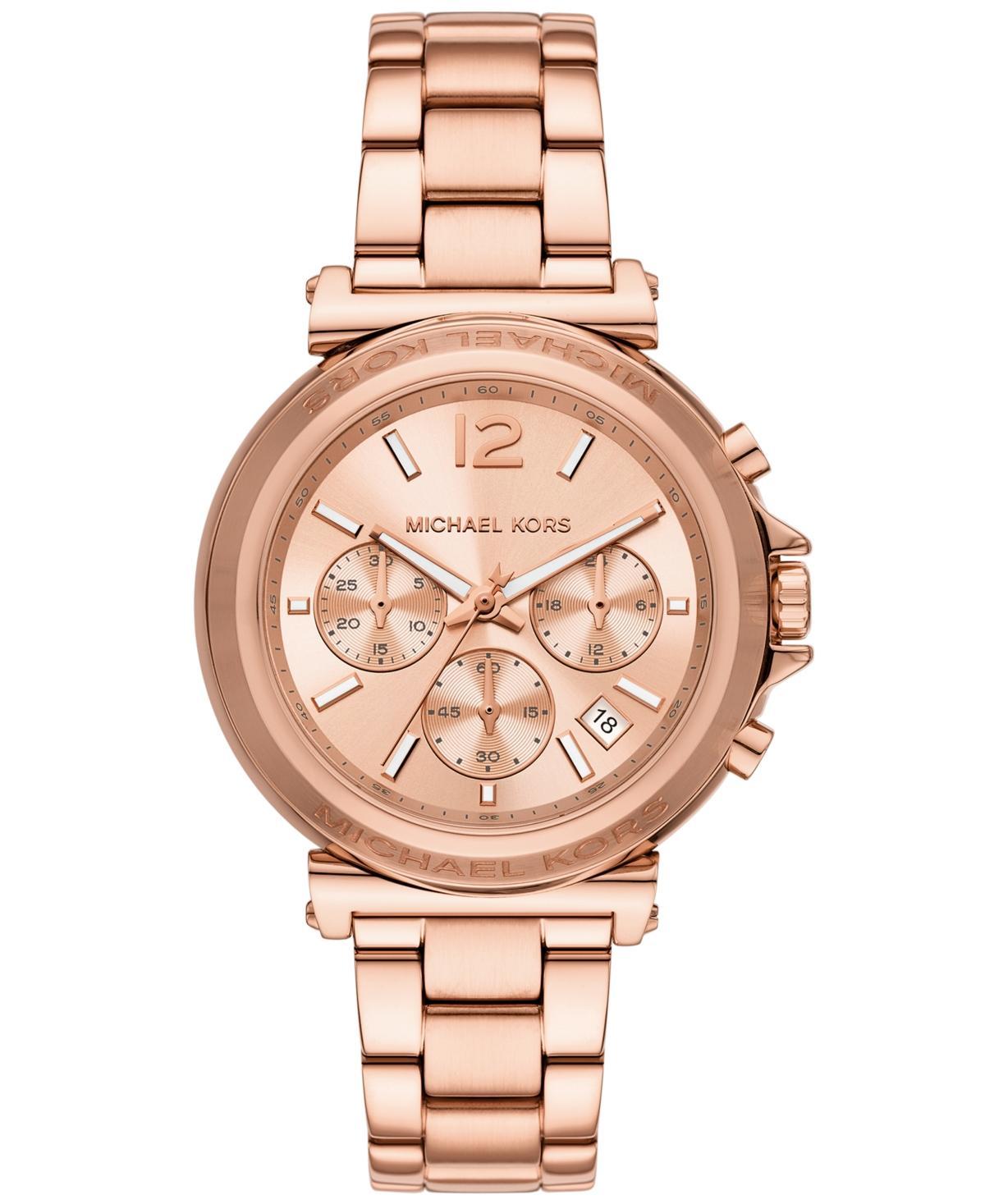 Michael Kors Womens Maren Chronograph Rose Gold-Tone Stainless Steel Watch 40mm - Rose gold-tone Product Image