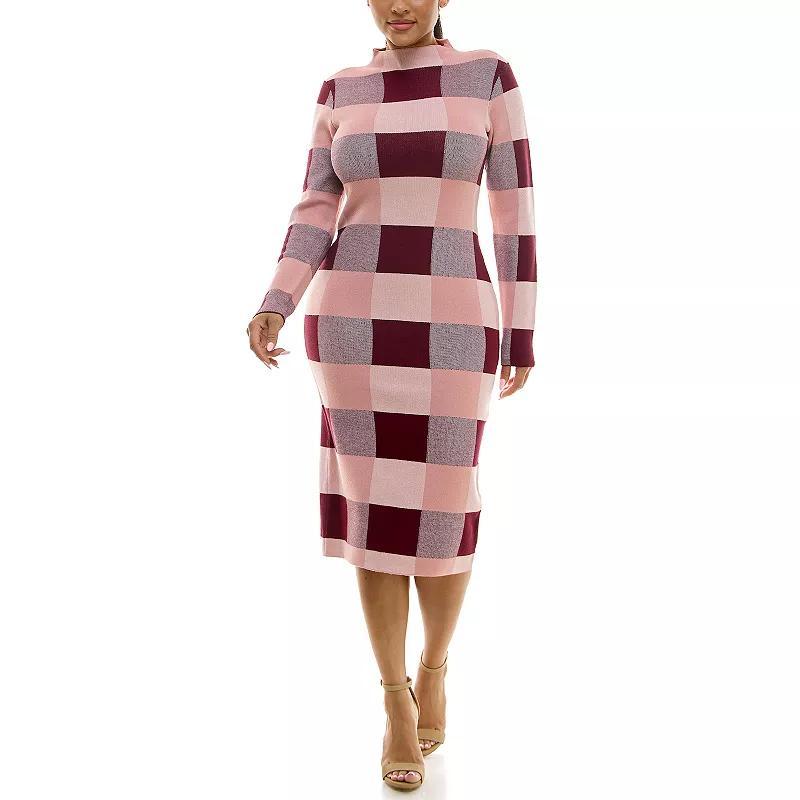 Womens Nina Leonard Jacquard Sheath Dress Wine Pink Product Image