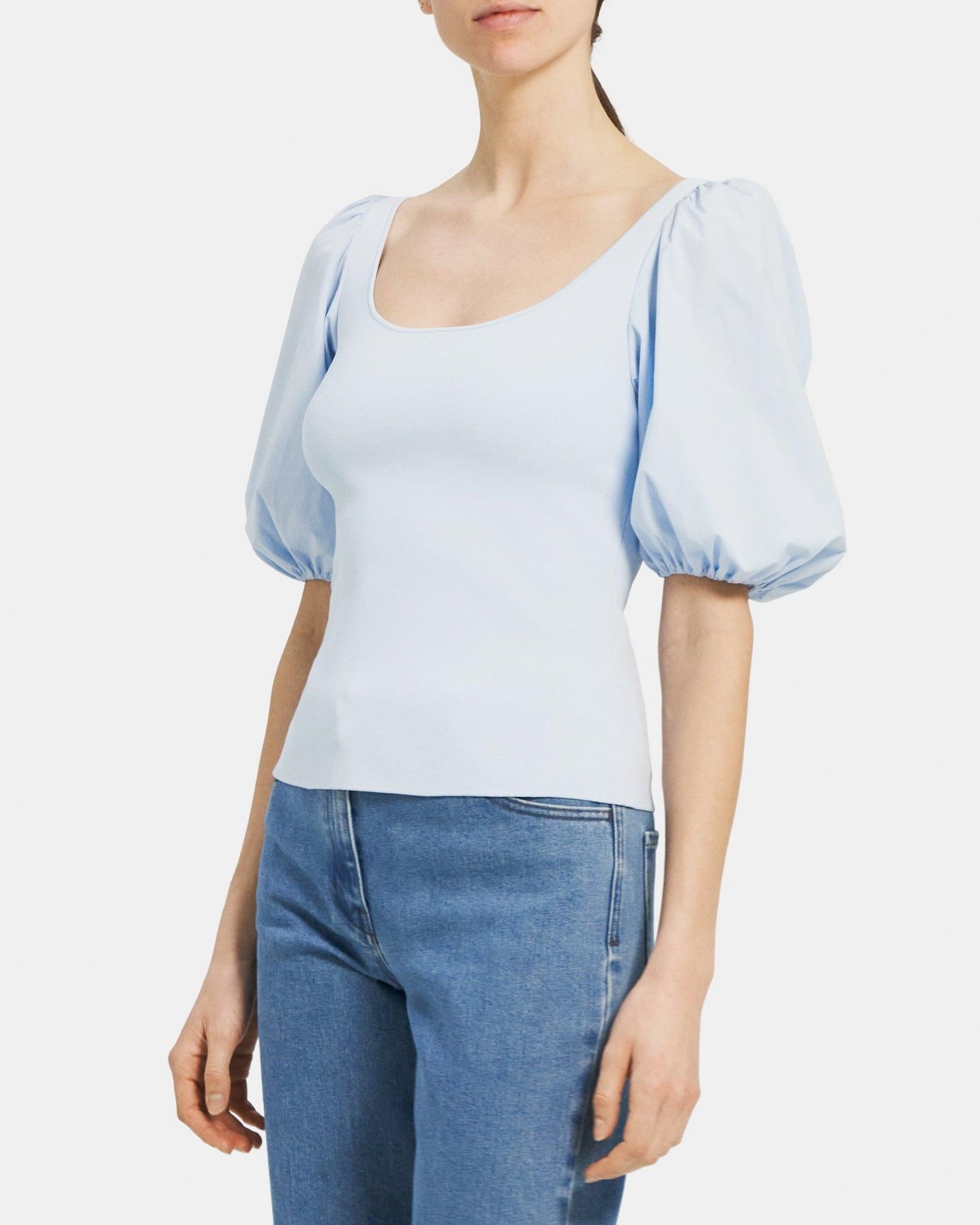 Puff Sleeve Top in Stretch Knit Product Image