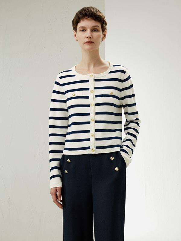 Gariana Striped Wool Cardigan Product Image