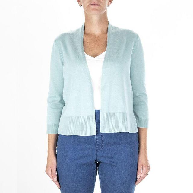 Womens Nina Leonard Classic Open-Front Bolero Cardigan Misty Blue Product Image