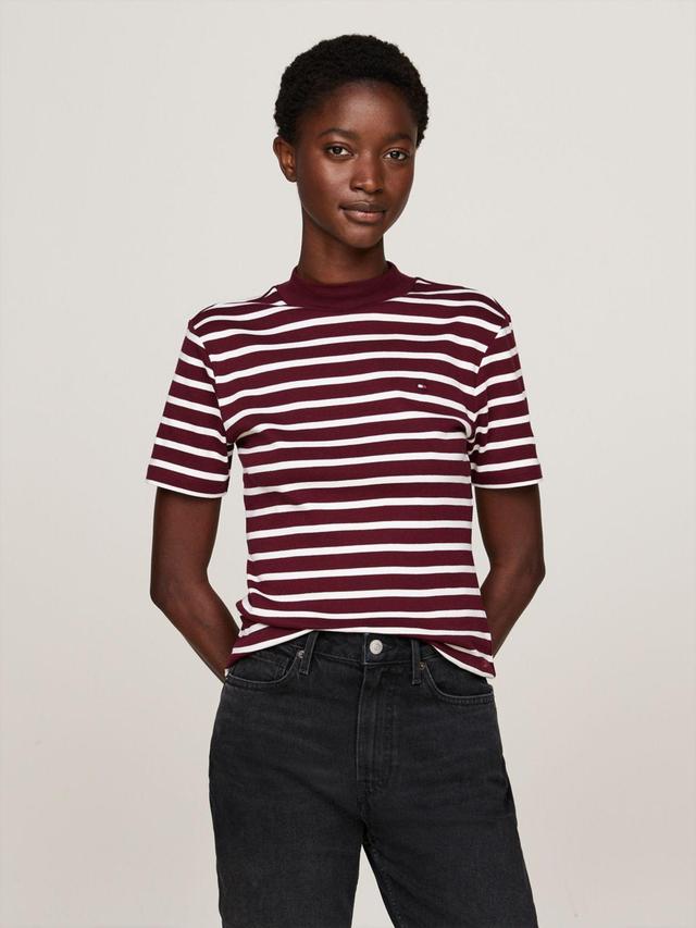 Tommy Hilfiger Women's Cropped Mockneck Slim Fit T-Shirt Product Image