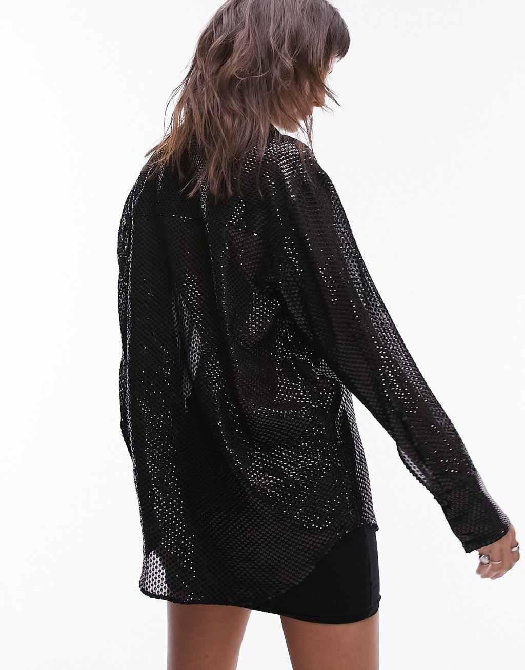 Topshop oversized sequin shirt Product Image