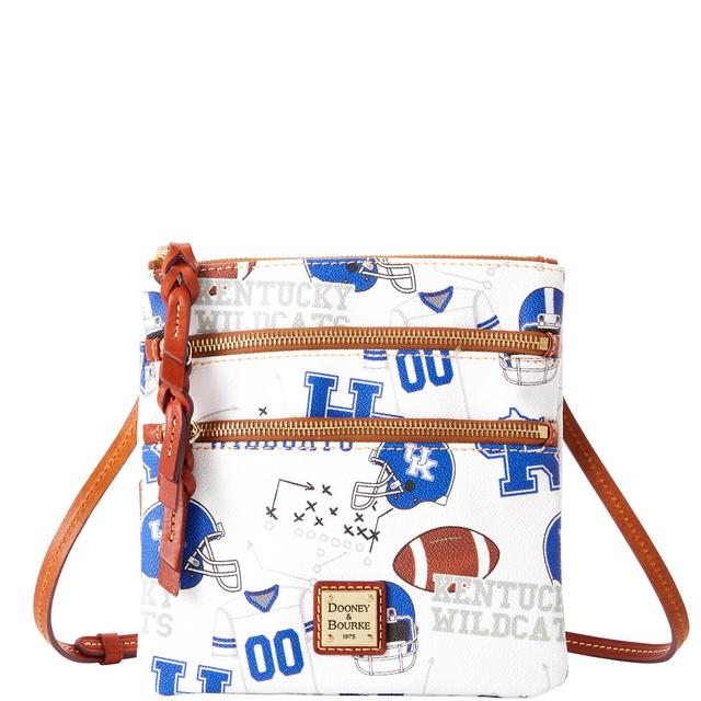 Dooney & Bourke Womens Collegiate University of Kentucky North South Triple Zip Crossbody Coated Cotton Shoulder Bag in White M Product Image