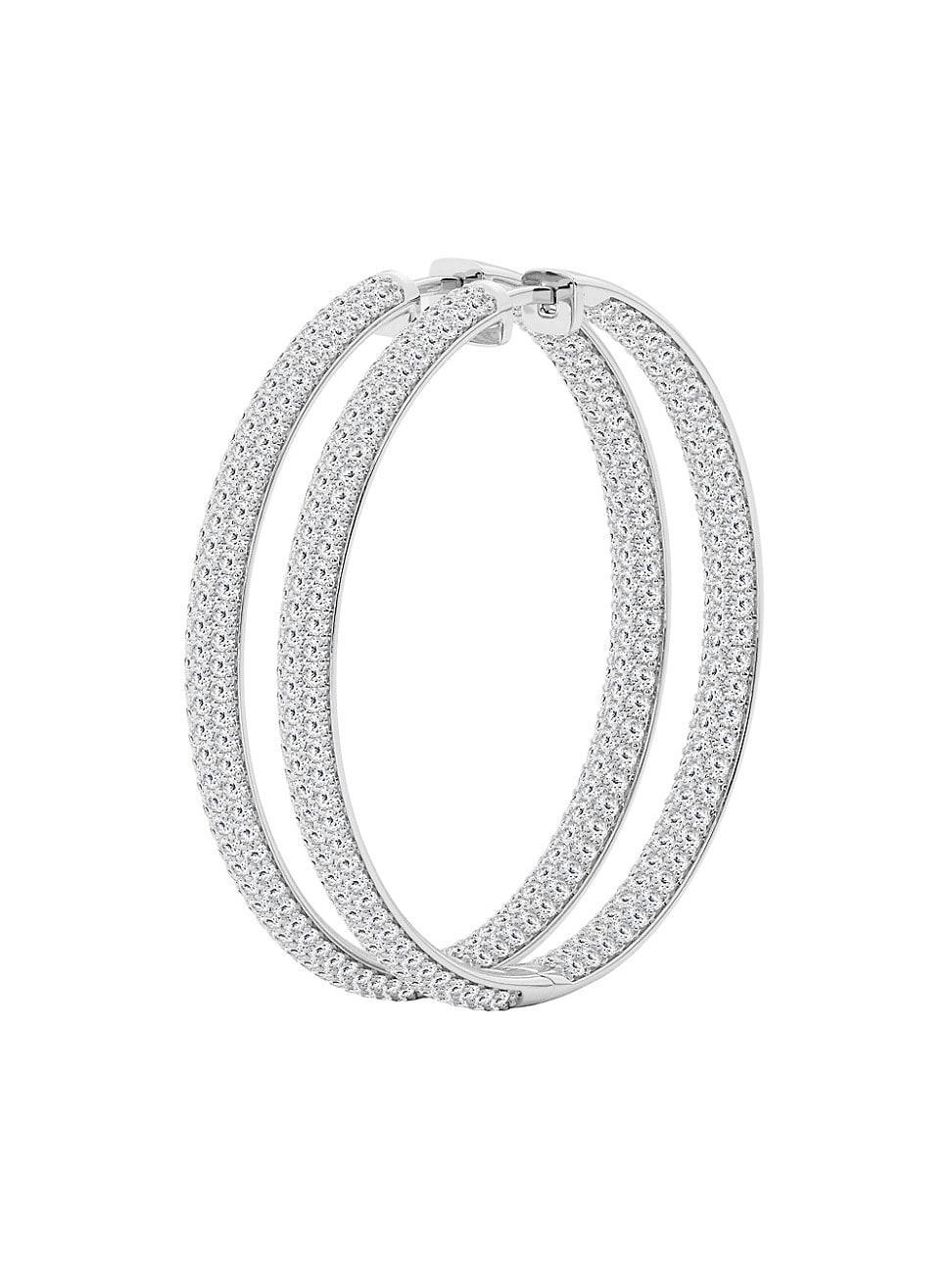 Womens 14K White Gold & 5 TCW Lab-Grown Diamond Inside-Out Hoop Earrings Product Image