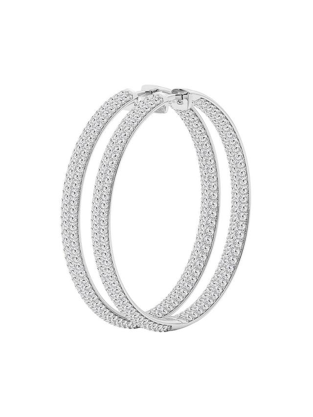 Womens 14K White Gold & 5 TCW Lab-Grown Diamond Inside-Out Hoop Earrings Product Image