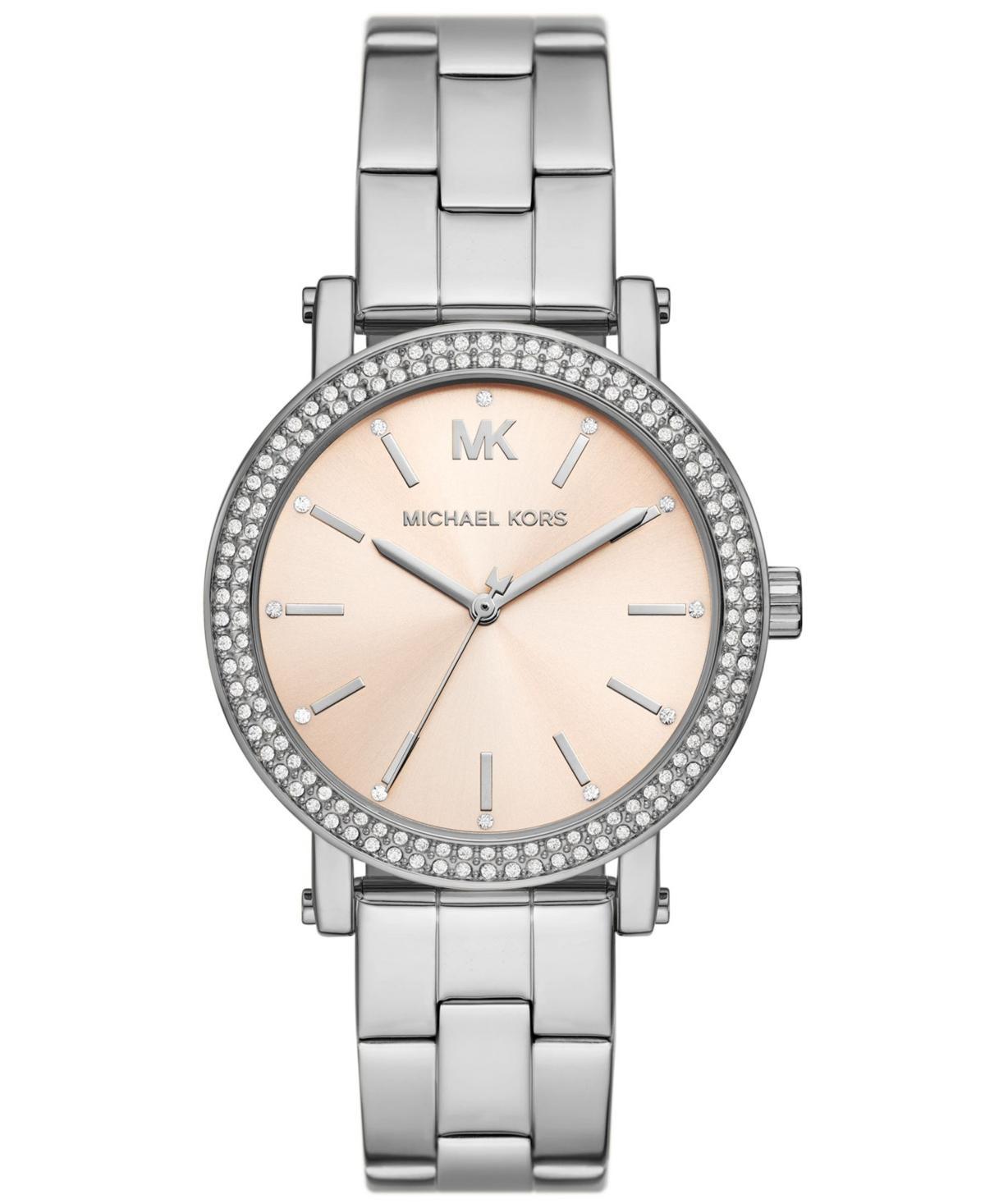 Michael Kors Womens Corey Three-Hand Silver-Tone Stainless Steel Watch 38mm Product Image