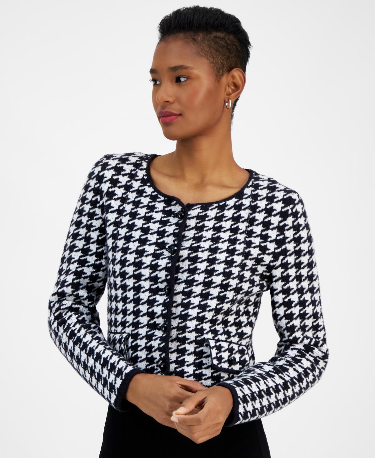 Hugo Womens Sorper Checkered Houndstooth Cardigan Product Image