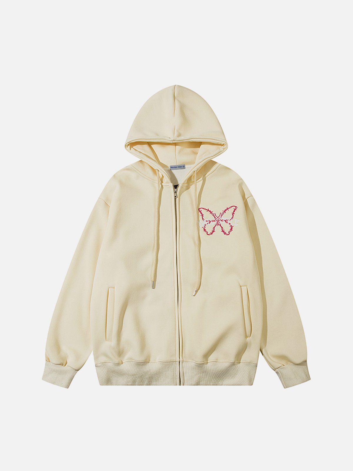 Aelfric Eden Flocking Butterfly Zip Up Hoodie Product Image