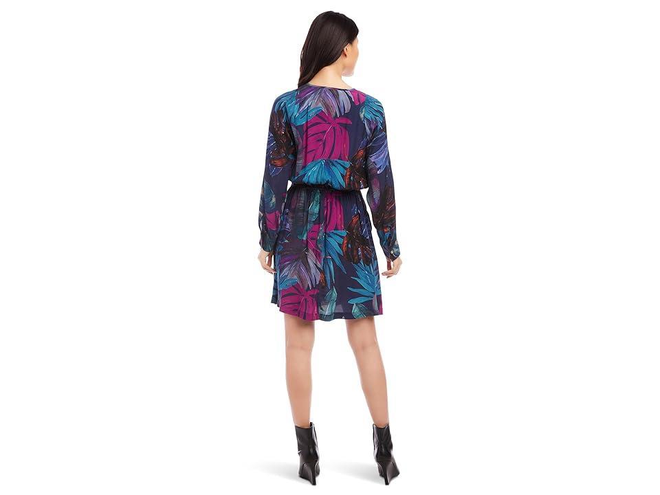 Karen Kane Long Sleeve Faux Wrap Dress (Print) Women's Dress Product Image