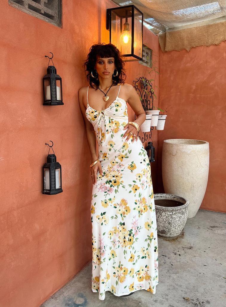 Emily Maxi Dress White / Yellow Floral Product Image