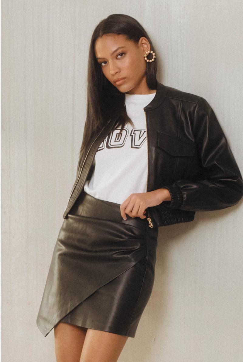 Vegan Leather Mini Skirt Product Image