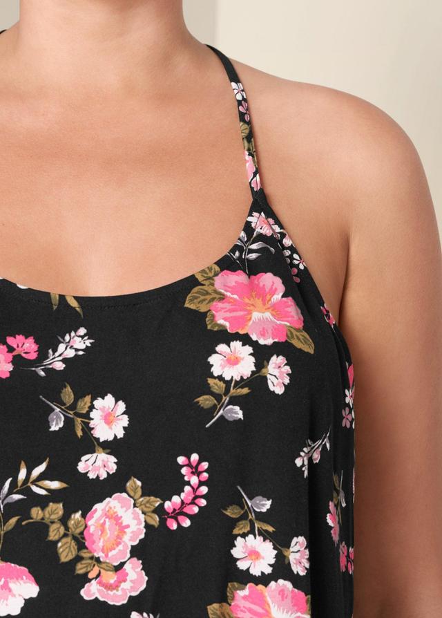 Back Detail Printed Tank - Black & Pink Product Image