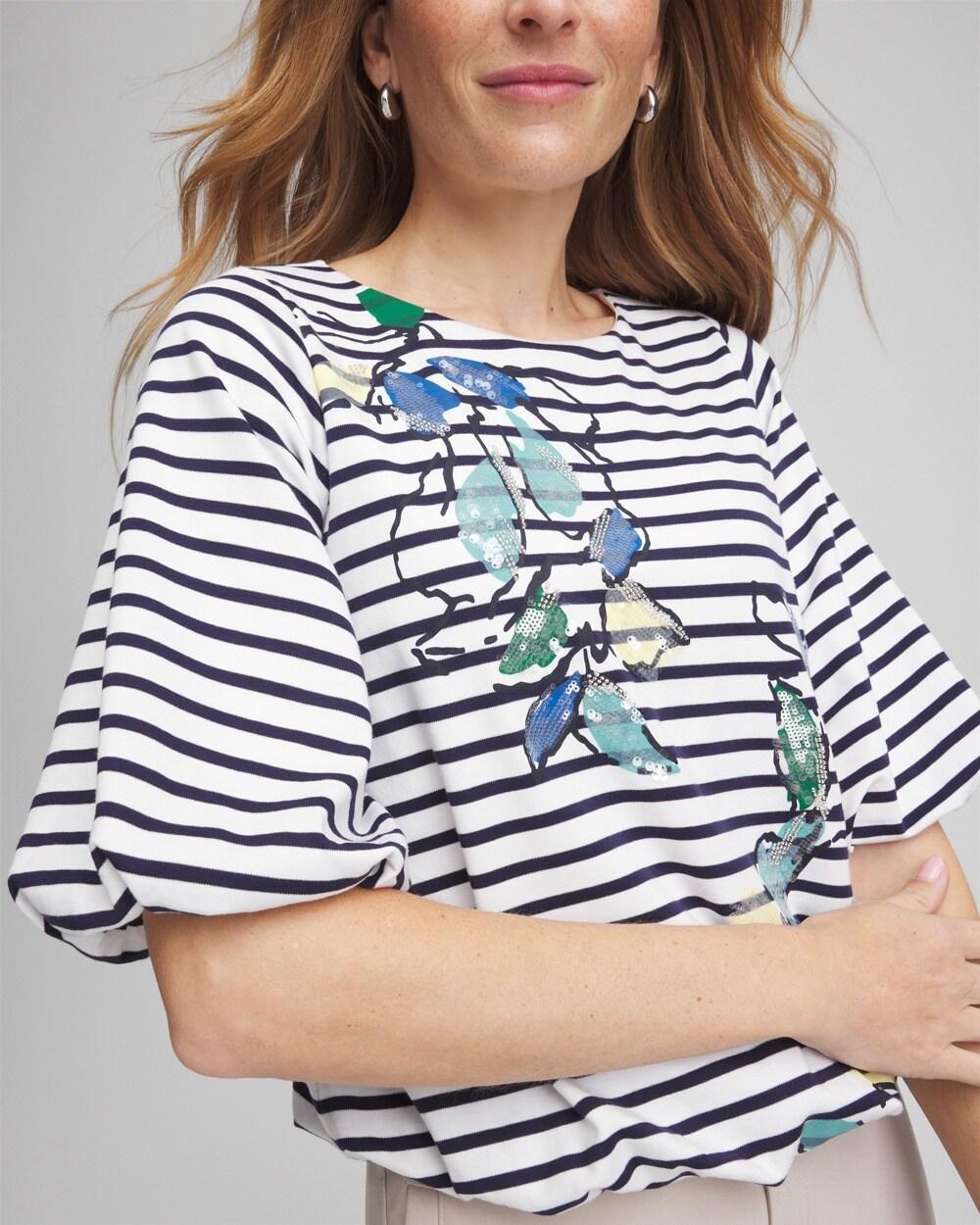 Embellished Striped Bubble Hem Top Product Image