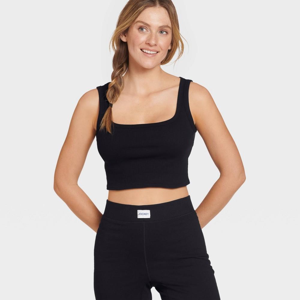 Jockey Generation Womens Cotton Stretch Lounge Cropped Tank Top - Black product image