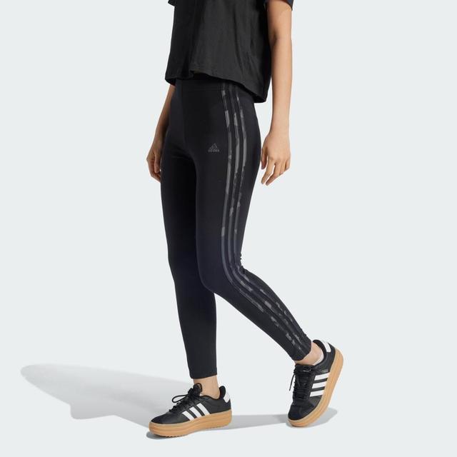 adidas Essentials 3-Stripes Camo Print 7/8 Length Leggings Black XS Womens Product Image