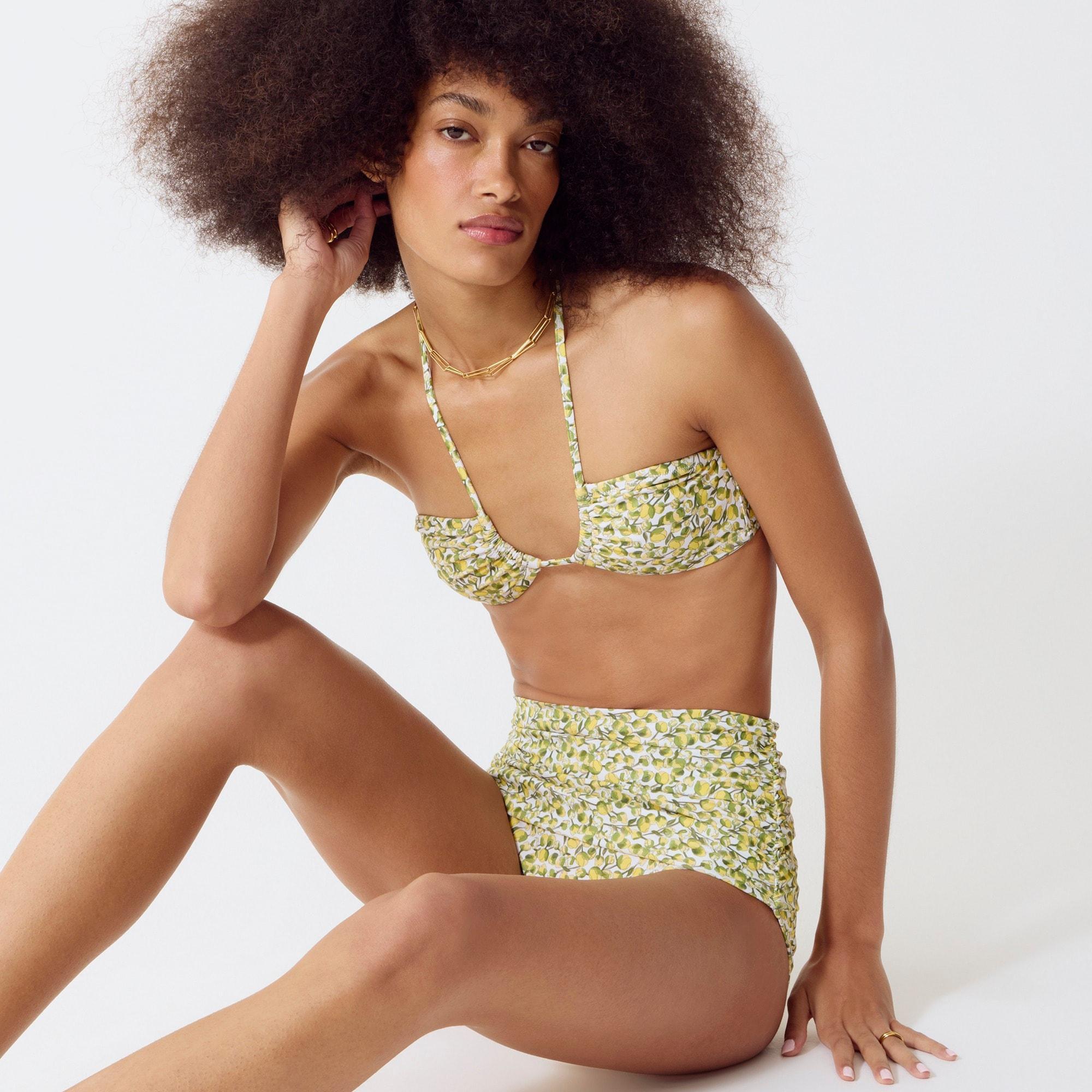 Halter bikini top in Liberty® Eliza's Yellow fabric Product Image