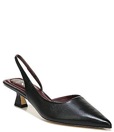 Sarto by Franco Sarto Devin Leather Pointed Toe Kitten Heel Slingback Pumps Product Image