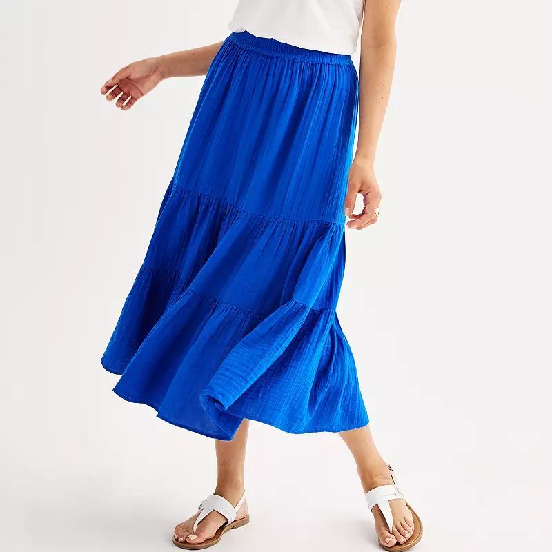 Womens Sonoma Goods For Life Tiered Long Midi Skirt Product Image