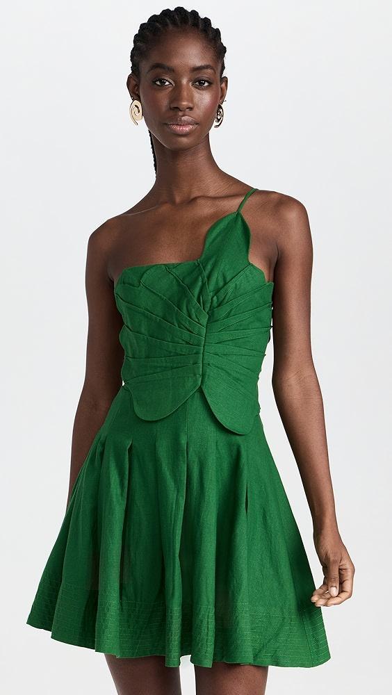 FARM Rio Green One Shoulder Lea Mini Dress | Shopbop Product Image