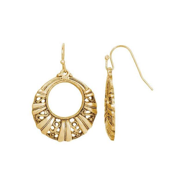 1928 Round Filigree Front Facing Hoop Earrings, Womens, Yellow Product Image