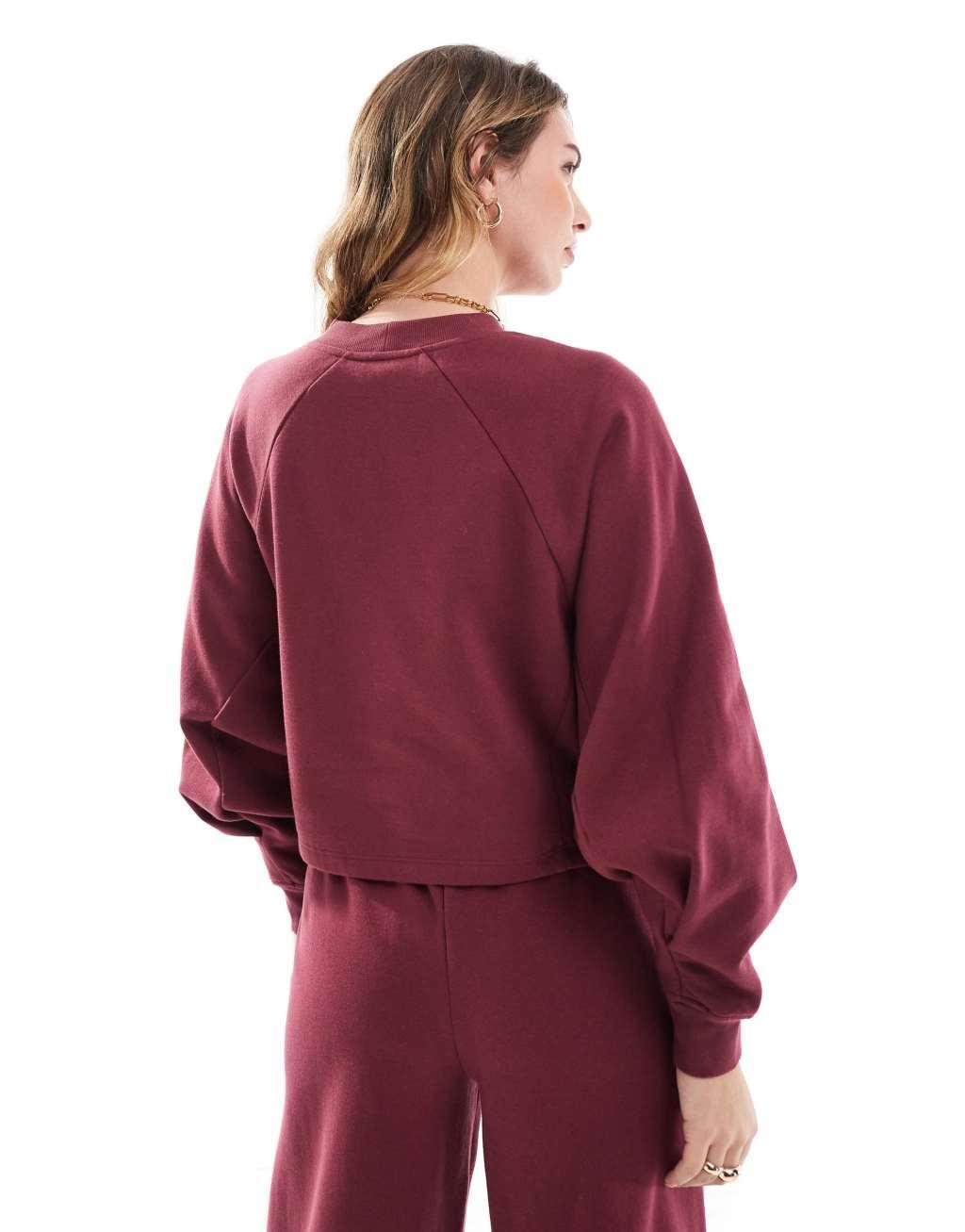 Miss Selfridge Chateau de Cerisier sweatshirt in burgundy - part of a set Product Image