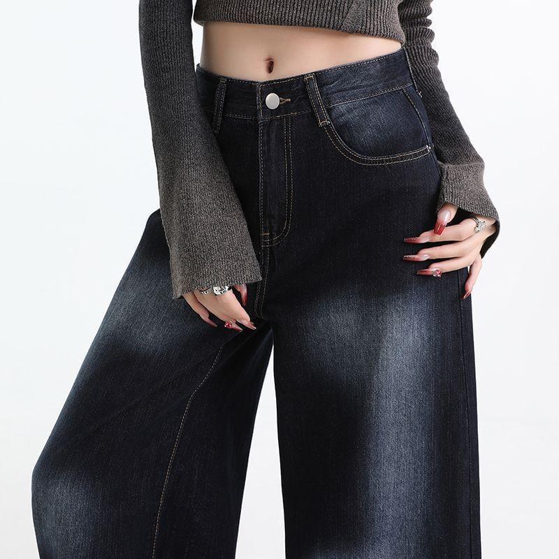 Mid Rise Patterned Wide Leg Jeans (Various Designs) Product Image