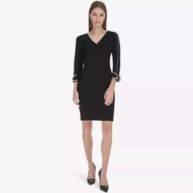 Womens Andrew Marc Rolled Long Sleeve V-Neck Sheath Dress Product Image