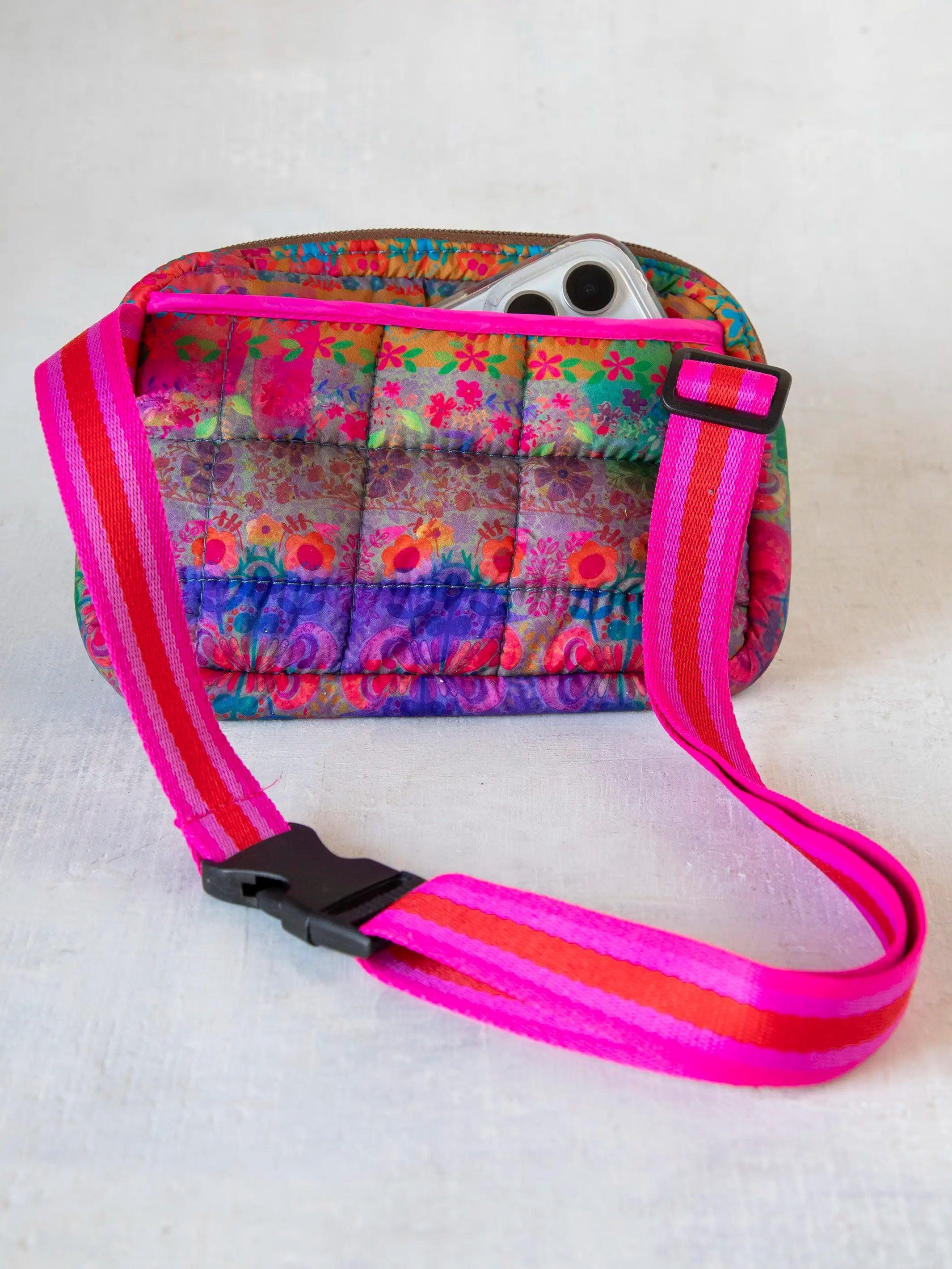 Everyday Puffy Fanny Pack - Purple Pink Floral Border Product Image