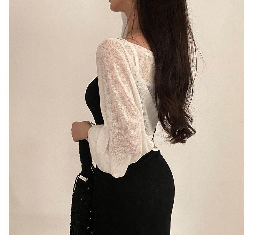 Open Front Sheer Shrug Cardigan Product Image