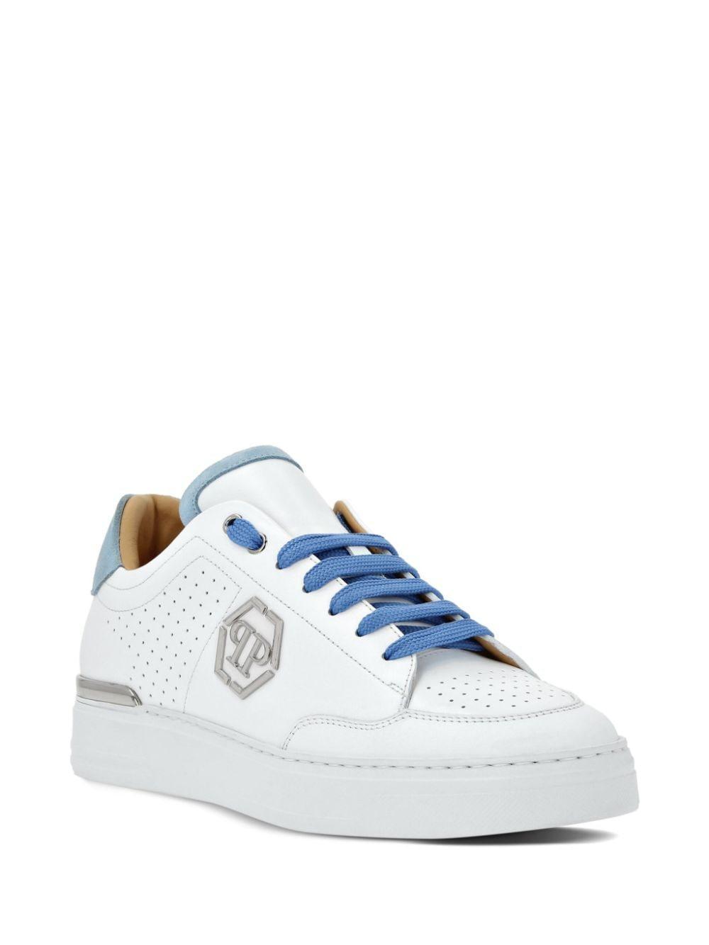 Hexagon Panelled Low-top Sneakers In White Product Image