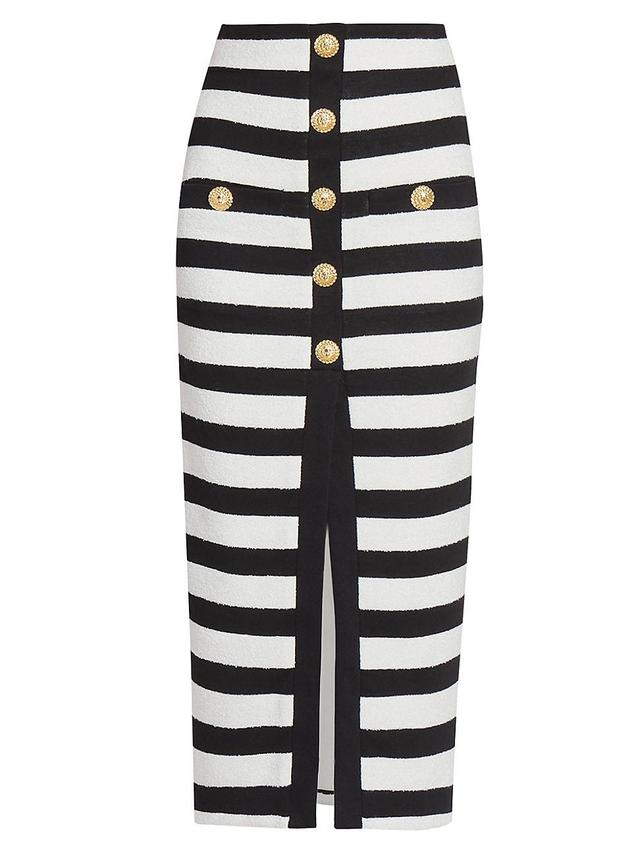 Womens Striped Cotton Midi-Skirt Product Image