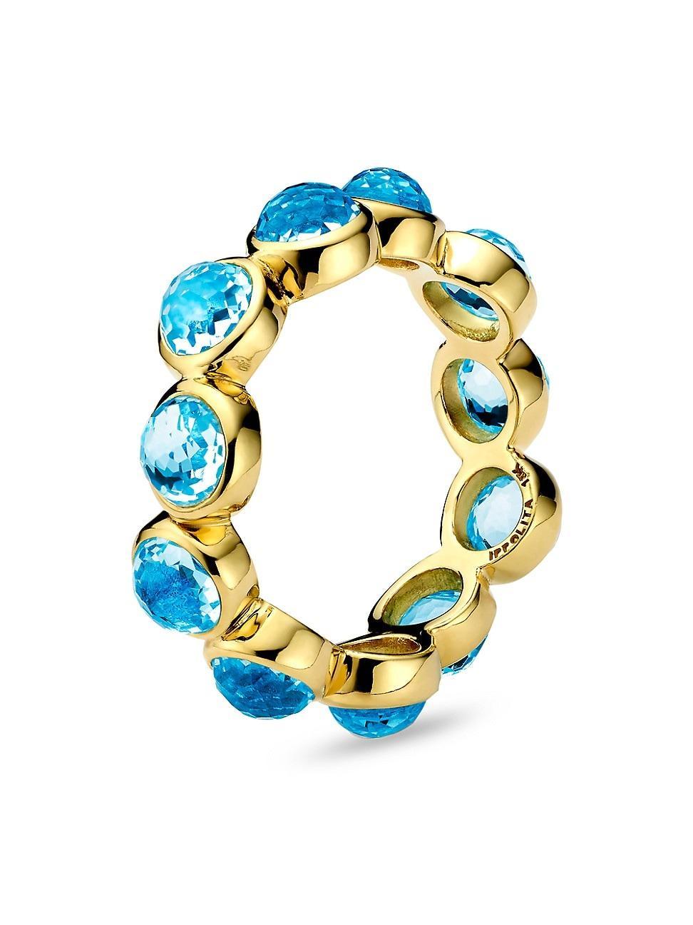 Womens 18K Gold Lollipop Swiss Blue Topaz Ring Product Image