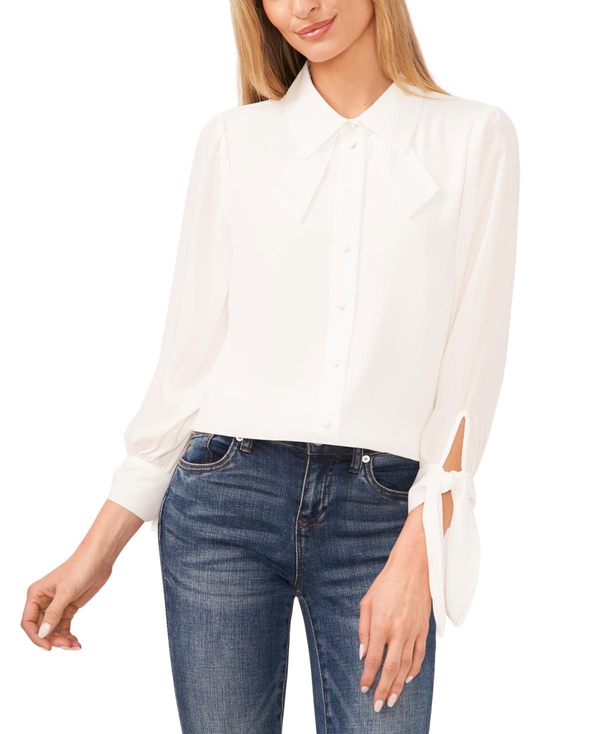 CeCe Womens Collared Long Sleeve Button Down Blouse Product Image