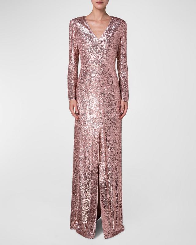 Sequined Gown with Front Slit Product Image