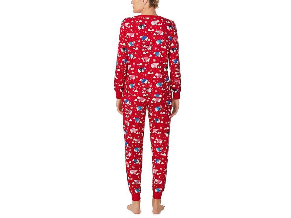 Kate Spade New York Cozy Brushed Jersey Long Sleeve Henley Joggers Set (Polar Bears) Women's Pajama Sets Product Image